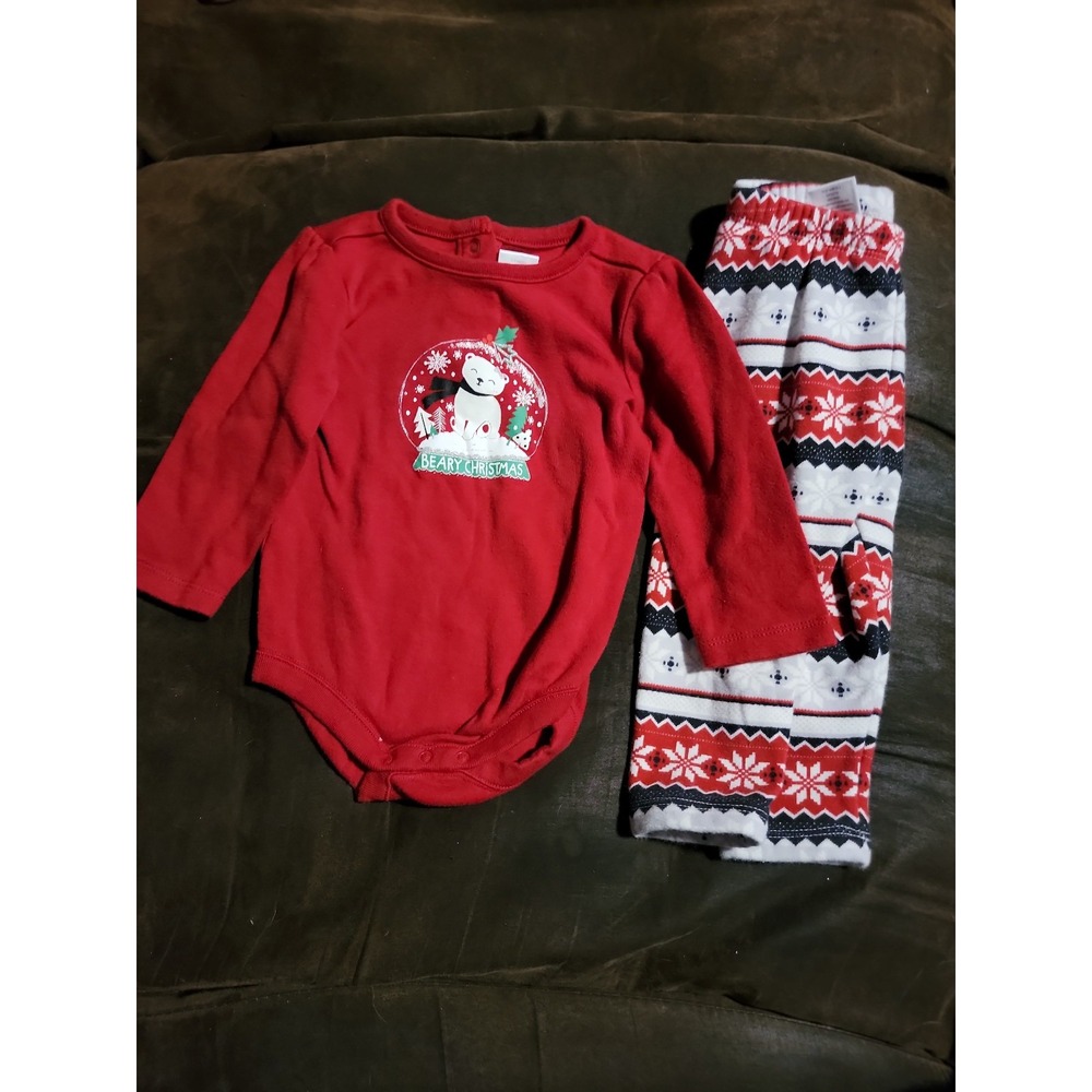Baby girl gymboree outlet beary Christmas bodysuit leggings size‎ 12 18 months